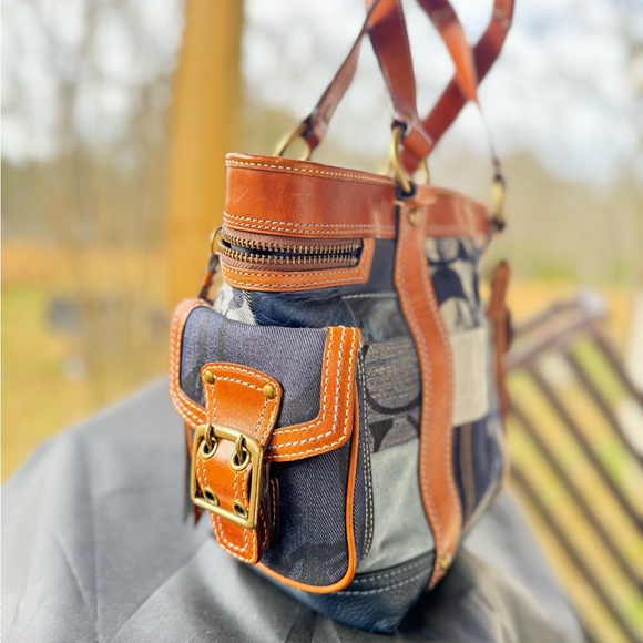 Vintage Coach Patchwork Denim and Leather Tote - Picture 2 of 16